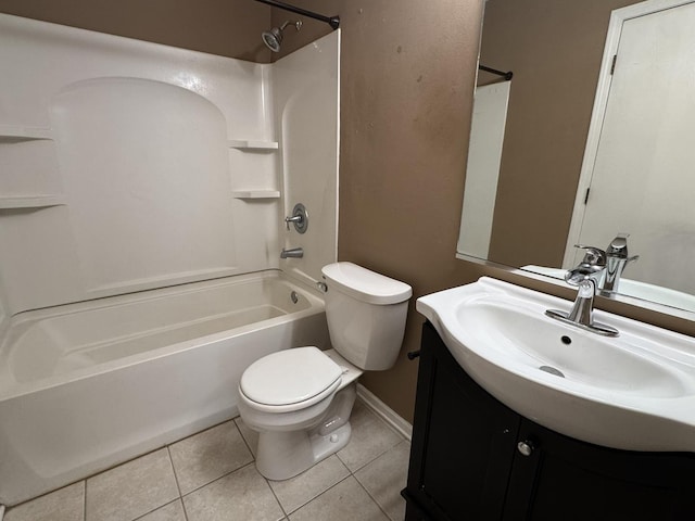 1314 Sandhurst Ln Unit 1314, South Elgin, IL 60177 - bathroom with toilet, washtub / shower combination, vanity, tile patterned flooring, and baseboards