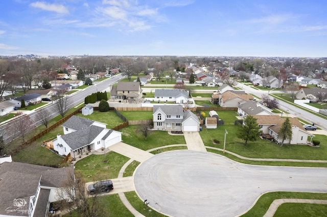 aerial view with a residential view