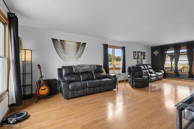 living room with light wood-type flooring