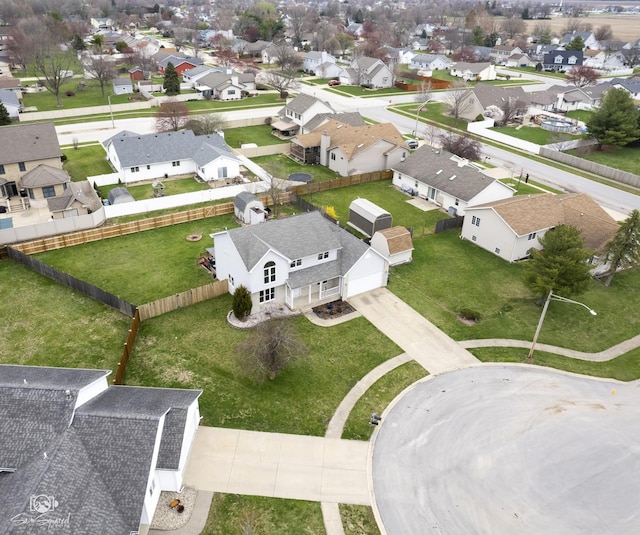 bird's eye view with a residential view