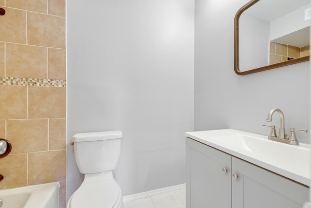 4130 192nd Ct Unit 222, Country Club Hills, IL 60478 - full bathroom featuring baseboards, toilet, vanity, tile patterned floors, and bathing tub / shower combination