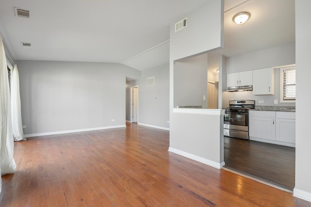 4130 192nd Ct Unit 222, Country Club Hills, IL 60478 - unfurnished living room with dark wood-type flooring, visible vents, and baseboards