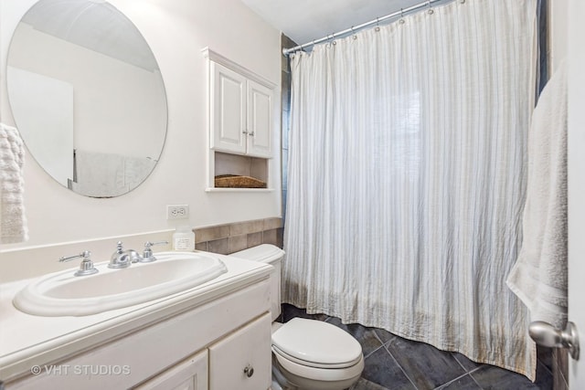 21W534 Bemis Rd, Glen Ellyn, IL 60137 - full bathroom with toilet, vanity, and a shower with shower curtain