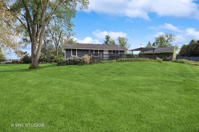21W534 Bemis Rd, Glen Ellyn, IL 60137 - view of grassy yard featuring a deck