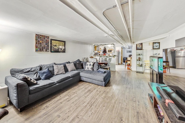 living area with wood finished floors