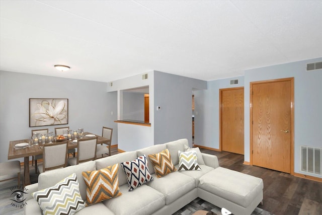 living area with wood finished floors
