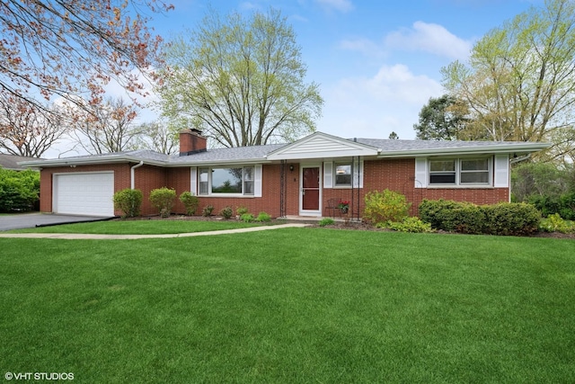 1112 N Perry Dr, Palatine, IL 60067 - ranch-style house with brick siding, an attached garage, and a front lawn