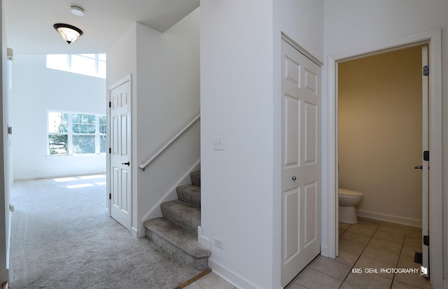 2850 Cattail Ct Unit C, Wauconda, IL 60084 - stairs featuring carpet and tile patterned flooring