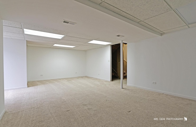 2850 Cattail Ct Unit C, Wauconda, IL 60084 - carpeted empty room featuring a paneled ceiling and baseboards