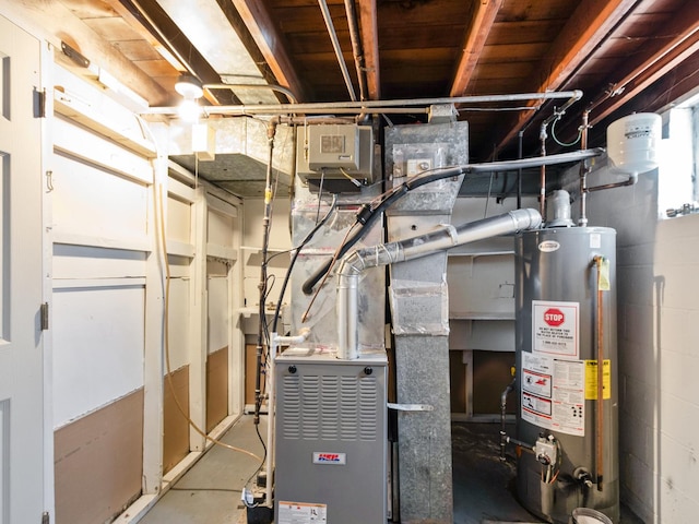 utility room with water heater