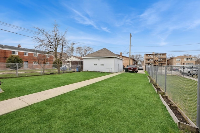 view of yard featuring a residential view and fence private yard