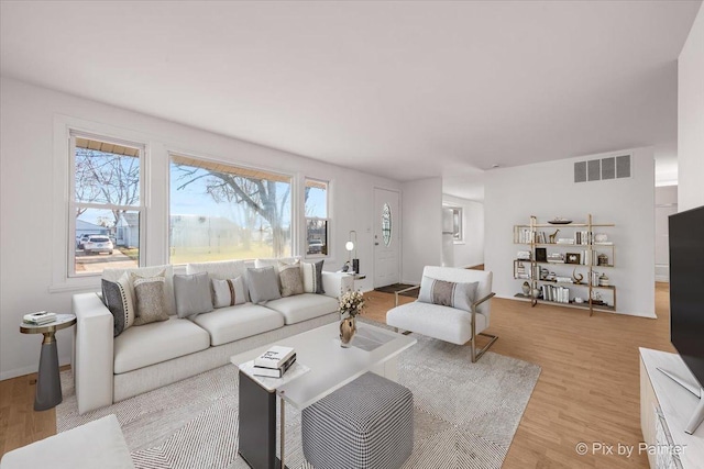128 Adobe Cir, Carpentersville, IL 60110 - living room featuring light wood-style floors and visible vents