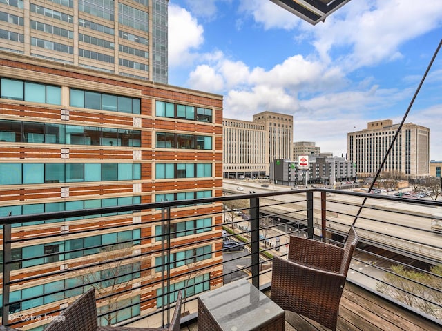 balcony with a view of city