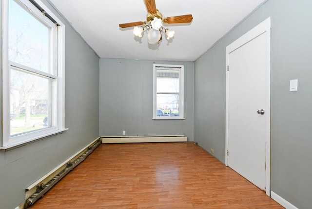 2644 Commercial Ave, South Chicago Heights, IL 60411 - empty room featuring plenty of natural light, light wood-style flooring, and a baseboard heating unit