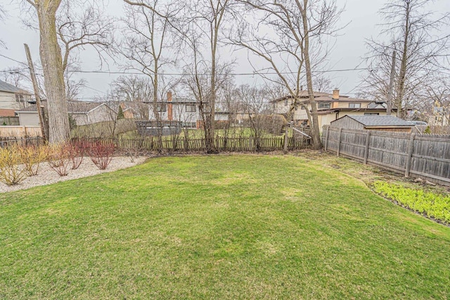 view of yard featuring a fenced backyard