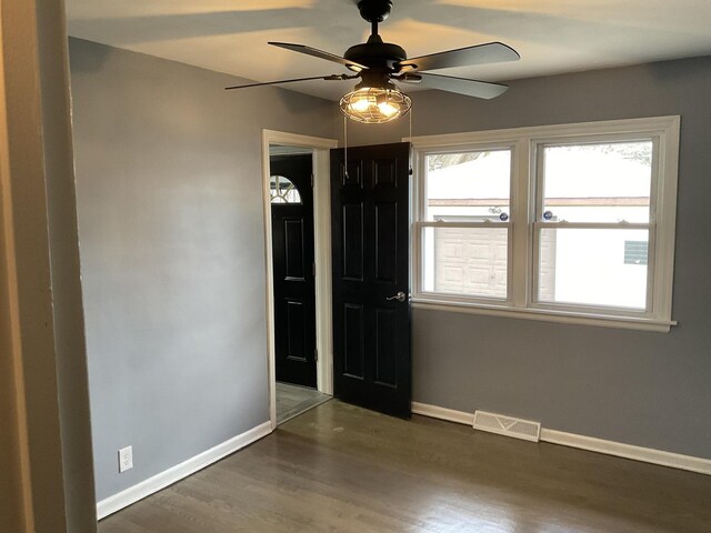 451 Clyde Ave, Calumet City, IL 60409 - interior space with visible vents, baseboards, wood finished floors, and ceiling fan