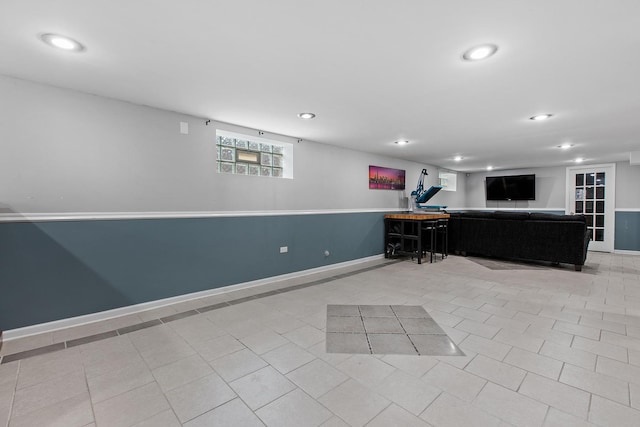 701 N 4th Ave, Maywood, IL 60153 - interior space featuring recessed lighting, light tile patterned floors, and baseboards