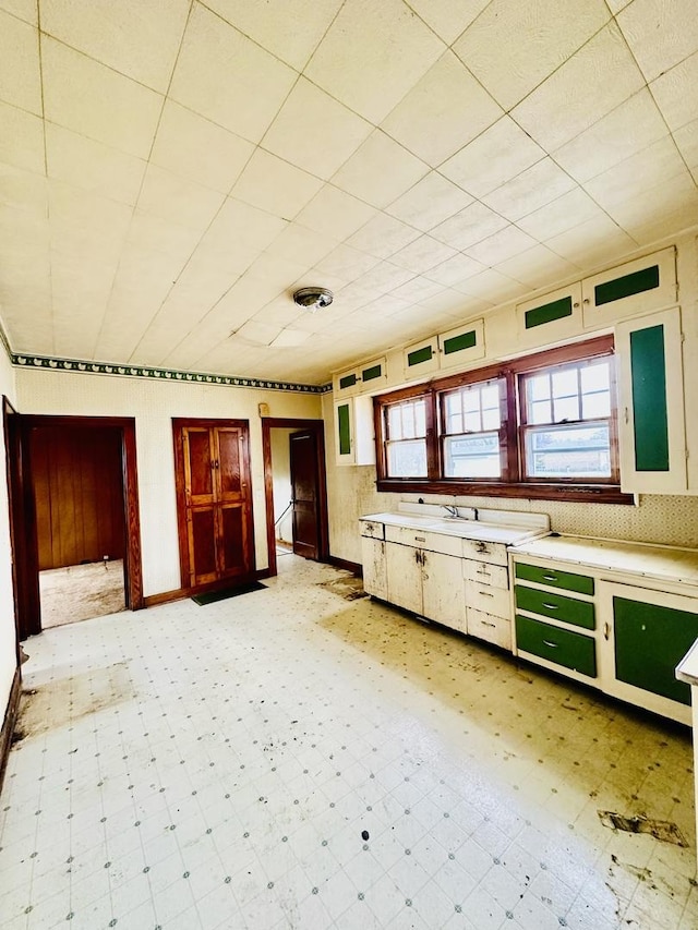kitchen featuring light countertops and light floors