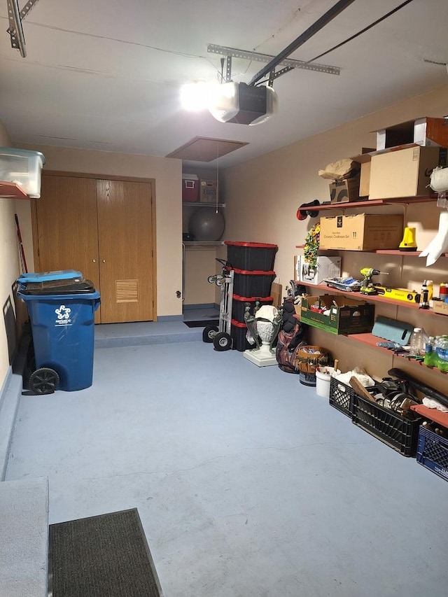 garage featuring a garage door opener