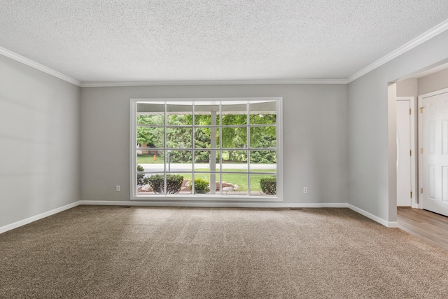 2409 Valkar Ln, Champaign, IL 61822 - carpeted empty room featuring plenty of natural light, crown molding, a textured ceiling, and baseboards