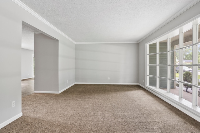 2409 Valkar Ln, Champaign, IL 61822 - unfurnished room with a textured ceiling, carpet, ornamental molding, and baseboards