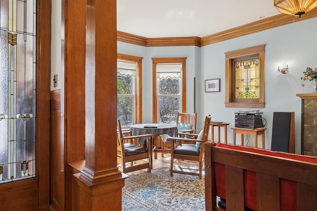 interior space with crown molding