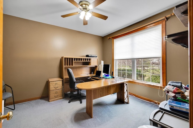 1581 Hunting Hound Ln, Bartlett, IL 60103 - office area with baseboards, carpet flooring, and ceiling fan