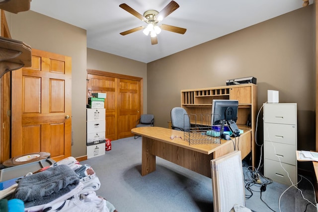 1581 Hunting Hound Ln, Bartlett, IL 60103 - carpeted home office with ceiling fan