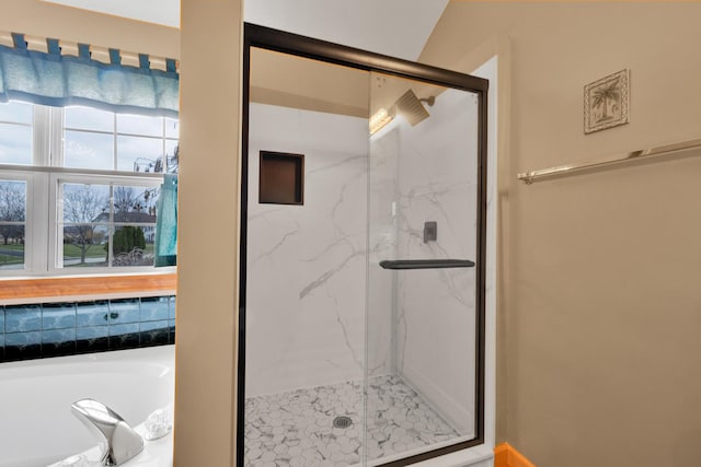 1581 Hunting Hound Ln, Bartlett, IL 60103 - full bathroom featuring a marble finish shower and a garden tub