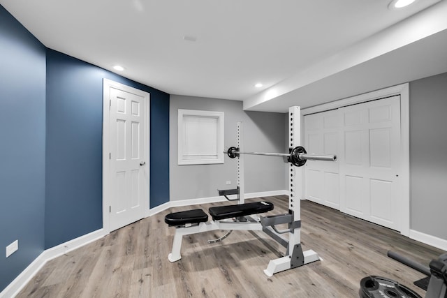 1581 Hunting Hound Ln, Bartlett, IL 60103 - workout room with baseboards, recessed lighting, and wood finished floors