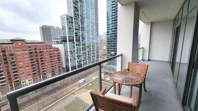 balcony with a view of city
