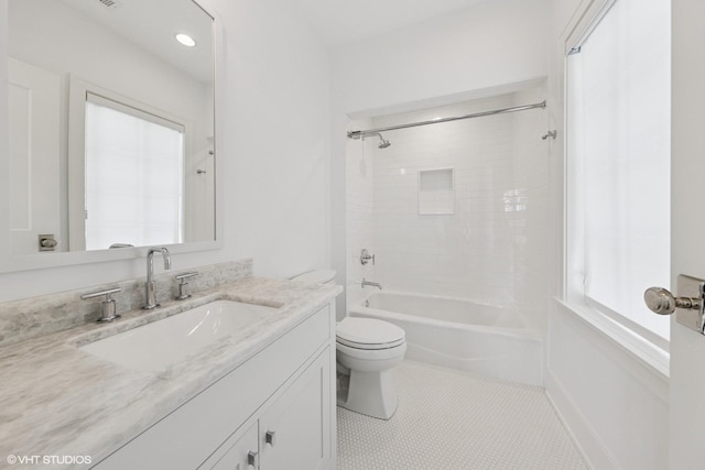 238 S Madison St, Hinsdale, IL 60521 - full bath with tile patterned floors, vanity, toilet, and shower / washtub combination