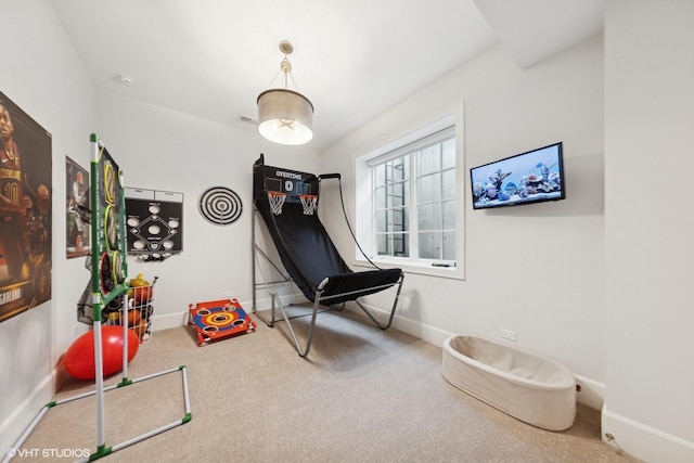 238 S Madison St, Hinsdale, IL 60521 - rec room featuring visible vents, baseboards, and carpet floors