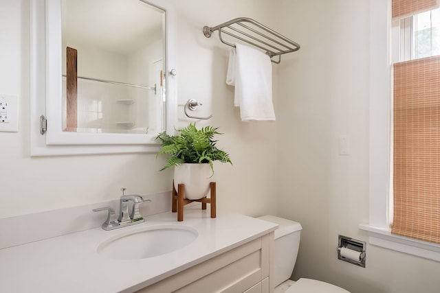 620 S Scoville Ave, Oak Park, IL 60304 - bathroom featuring toilet, walk in shower, and vanity