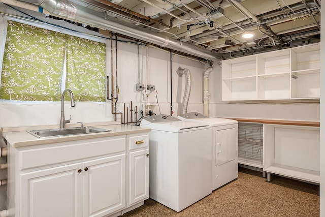 620 S Scoville Ave, Oak Park, IL 60304 - clothes washing area featuring cabinet space, a sink, and washer and clothes dryer