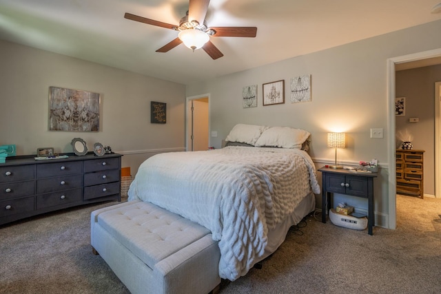 bedroom featuring carpet floors and a ceiling fan
