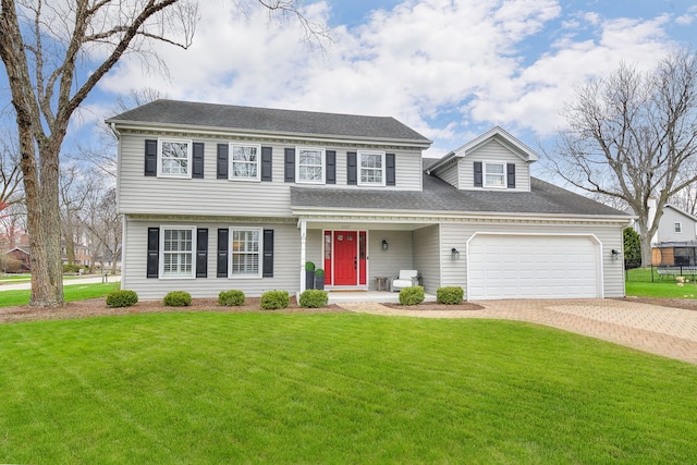 1007 Canonero Dr, Naperville, IL 60540 - view of front of home featuring an attached garage, a shingled roof, driveway, and a front lawn
