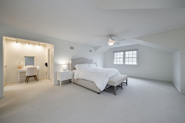 1007 Canonero Dr, Naperville, IL 60540 - bedroom with light colored carpet, baseboards, lofted ceiling, and visible vents