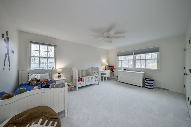 1007 Canonero Dr, Naperville, IL 60540 - carpeted bedroom featuring ceiling fan, baseboards, and visible vents
