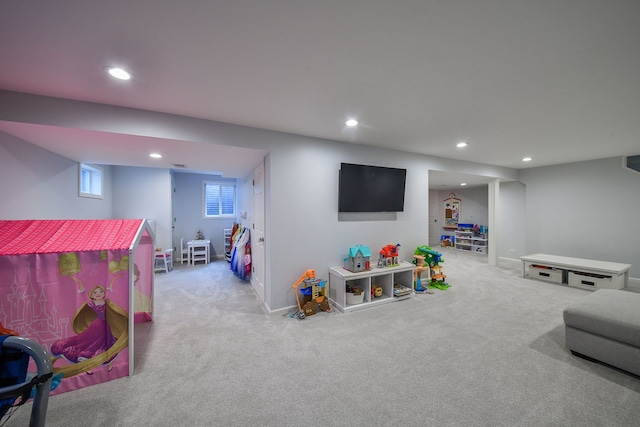 1007 Canonero Dr, Naperville, IL 60540 - playroom featuring baseboards, carpet, and recessed lighting