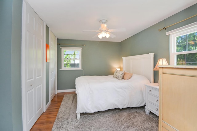 1603 Aurora Way, Normal, IL 61761 - bedroom featuring wood finished floors, ceiling fan, and baseboards