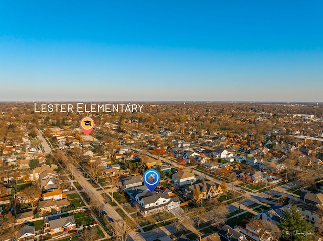 aerial view with a residential view
