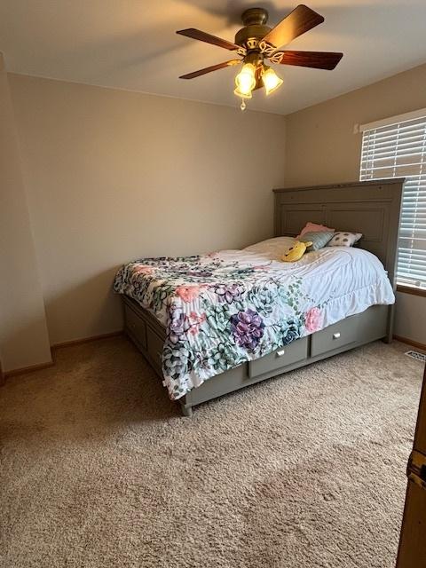 678 Meridian Way, Antioch, IL 60002 - bedroom with ceiling fan, baseboards, visible vents, and carpet floors