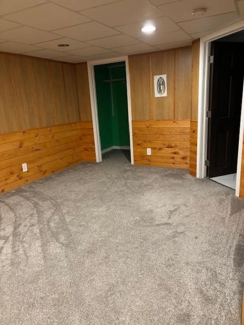 678 Meridian Way, Antioch, IL 60002 - carpeted spare room with wood walls and a paneled ceiling