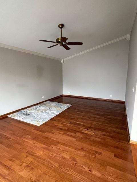 678 Meridian Way, Antioch, IL 60002 - empty room with crown molding, ceiling fan, wood finished floors, and baseboards