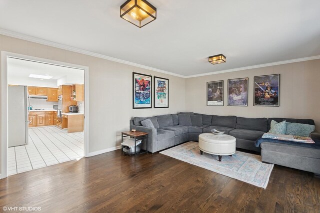 1130 Crestwood Dr, Northbrook, IL 60062 - living room with light wood-style floors, crown molding, and baseboards