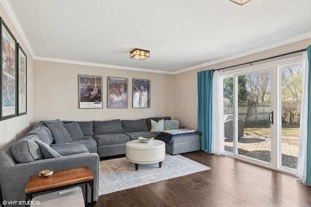 1130 Crestwood Dr, Northbrook, IL 60062 - living area featuring ornamental molding and dark wood finished floors