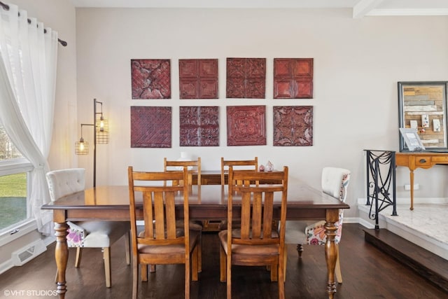 1130 Crestwood Dr, Northbrook, IL 60062 - dining room featuring baseboards, dark wood finished floors, and visible vents
