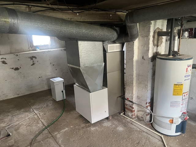utilities with water heater and heating unit