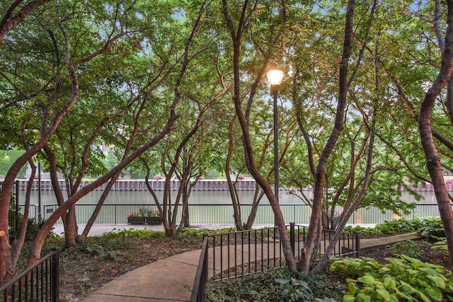 property view of water with fence